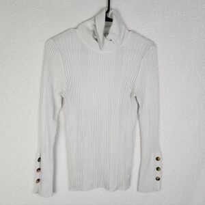 ANTHROPOLOGIE Turtleneck Ribbed Button Sleeve Sweater L
